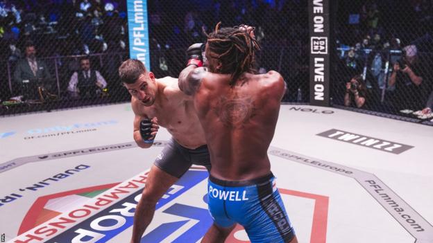 Jakob Nedoh and Simeon Powell in action at the PFL Europe finals in Dublin